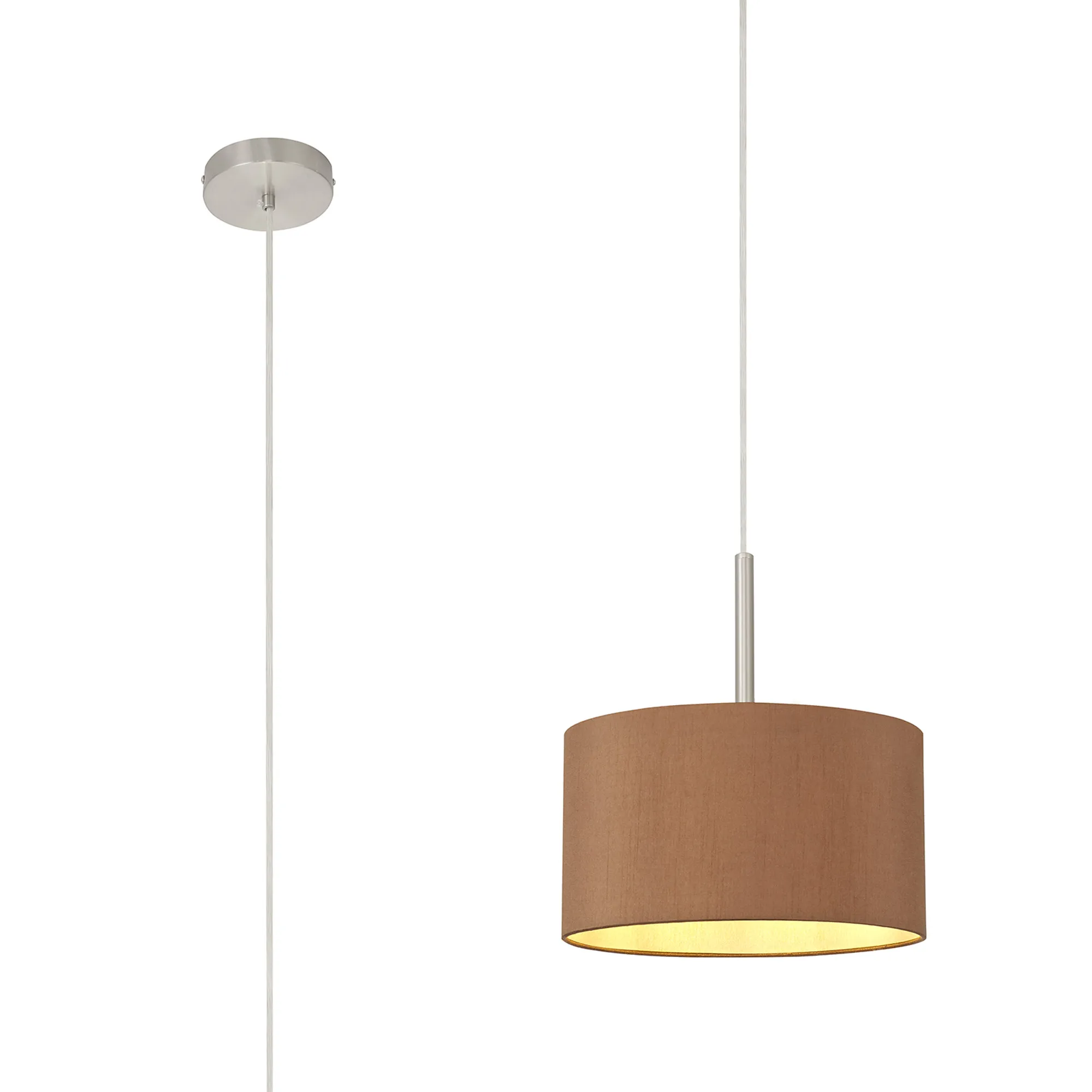 DK0282  Baymont 30cm Pendant 1 Light Satin Nickel, Raw Cocoa/Grecian Bronze